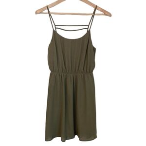 Vera Wang | Princess Collection | Army Green Spaghetti Strap Jumper Dress